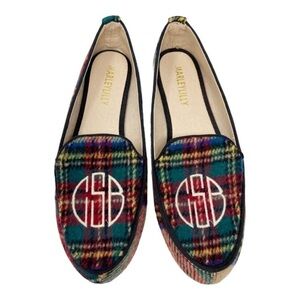 Marley Lilly Monogrammed Plaid Loafers Flats Women's Shoes Size 6
